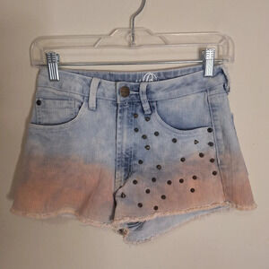 Bluenotes ombre raw hem  studded high waist denim shorts SZ 27